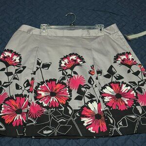 APT 9 Womens Lined A-Line Skirt Size 16 gray black Floral Zip Lace Trim